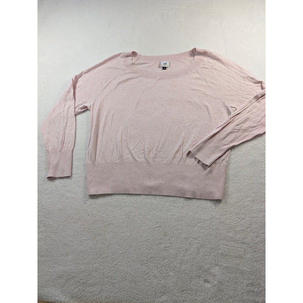 Cabi Pink Cotton Blend Lightweight Raglan Scoop Neck Sweater Womens Large Layer